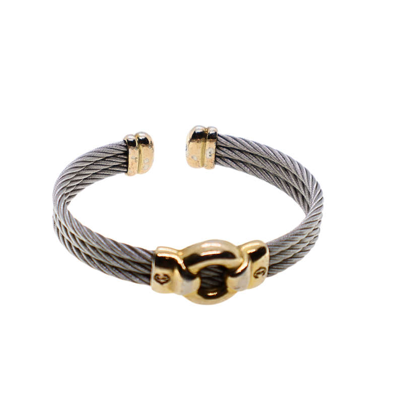 Bracelet - Phillippe Chiarrol. Silver Tone Stamped C. Steel - ML3692