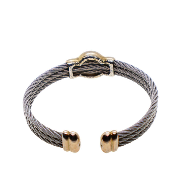 Bracelet - Phillippe Chiarrol. Silver Tone Stamped C. Steel - ML3692