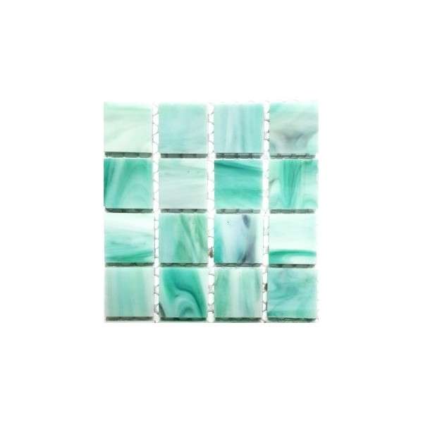 Tiffany (stained) Glass - Turquoise/Teal/White Mix 20x20mm