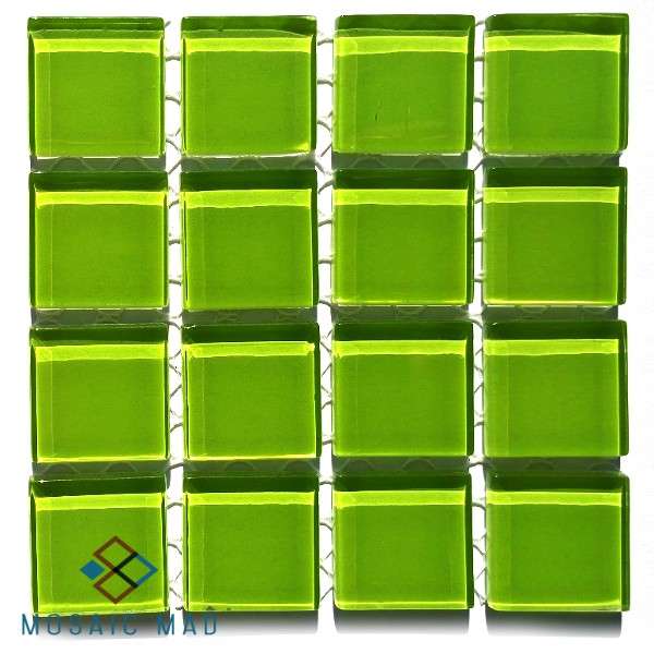 Crystal Glass Mosaic Tiles 25mm x 25mm- BRIGTH GREEN