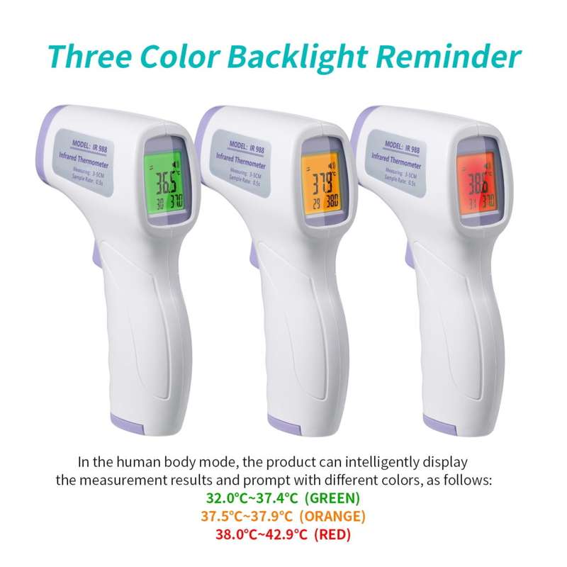 Digital Infrared Thermometer 3 Colour Backlight