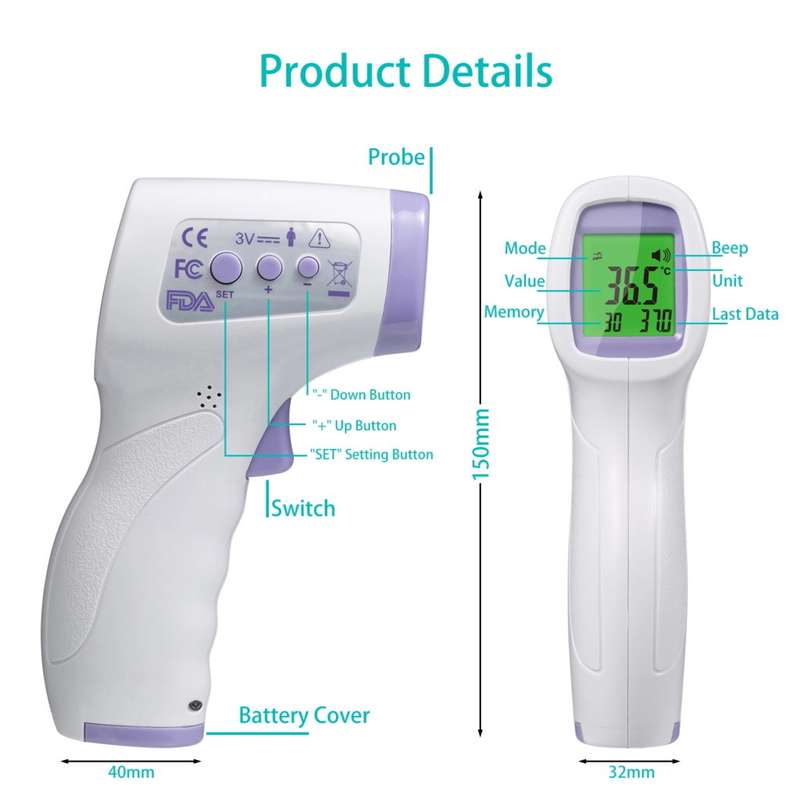 IR 988 Non-Contact Digital Infrared Thermometer (FDA Certified) - 0.20kg