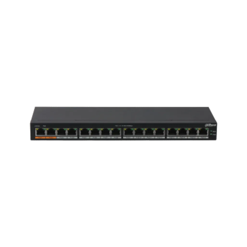 Dahua 16-Port Unmanaged Gigabit PoE Switch PoE Budget total 190W