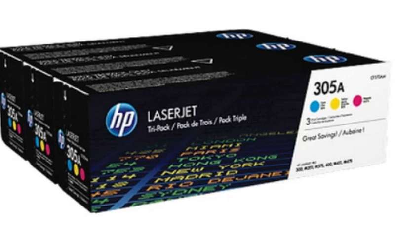 HP 305A 3-pack Cyan/Magenta/Yellow Original LaserJet Toner Cartridges