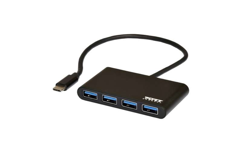 Port USB Type-C to 4 x USB3.0 5Gbps 30cm 4 Port Hub - Black