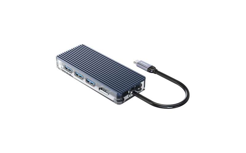 Orico 6 Port 3 x USB3.0 | 1 x HDMI | 1 x RJ45 | 1 x Type-C Transparent Hub - Grey