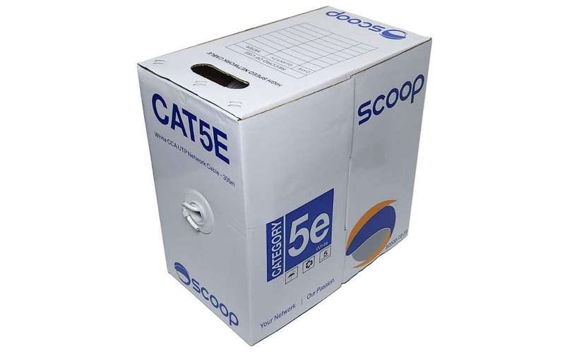 Scoop 305m Box Cat5e CCA White UTP Cable