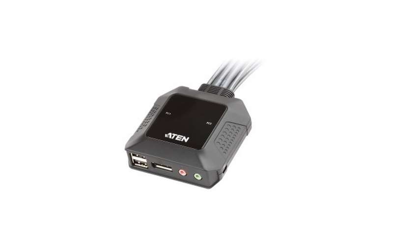 Aten 2-Port USB Displayport Cable KVM Switch With Remote Port Selector