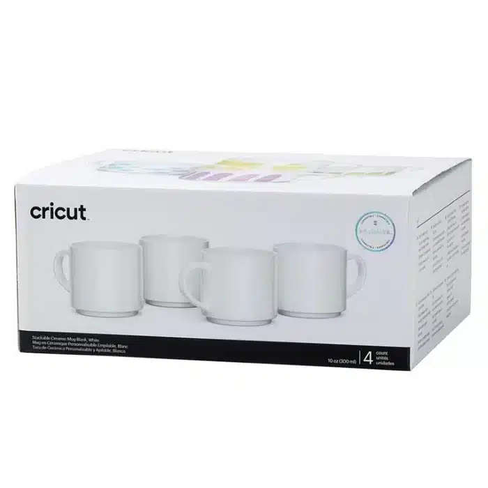 Cricut 295ml Stack Ceramic Mugs Blank White 4pc