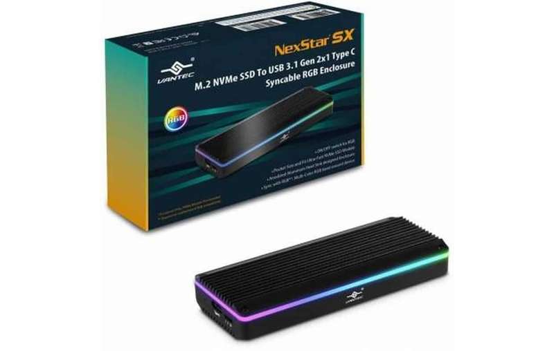 Vantec M.2 NVME &amp; M.2 SATA SSD to USB 3.1 Gen 2 Type C with RGB LED
