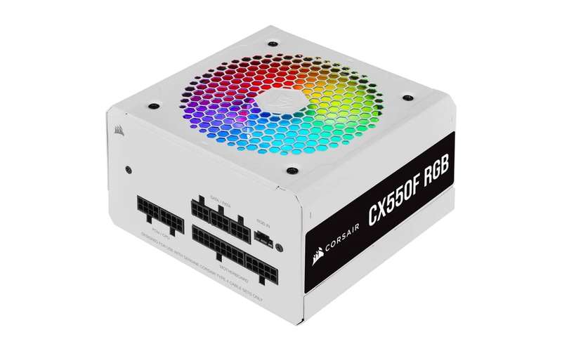 Corsair CX-550F RGB White  550 Watt 80 Plus Bronze Certified Fully Modular RGB White PSU