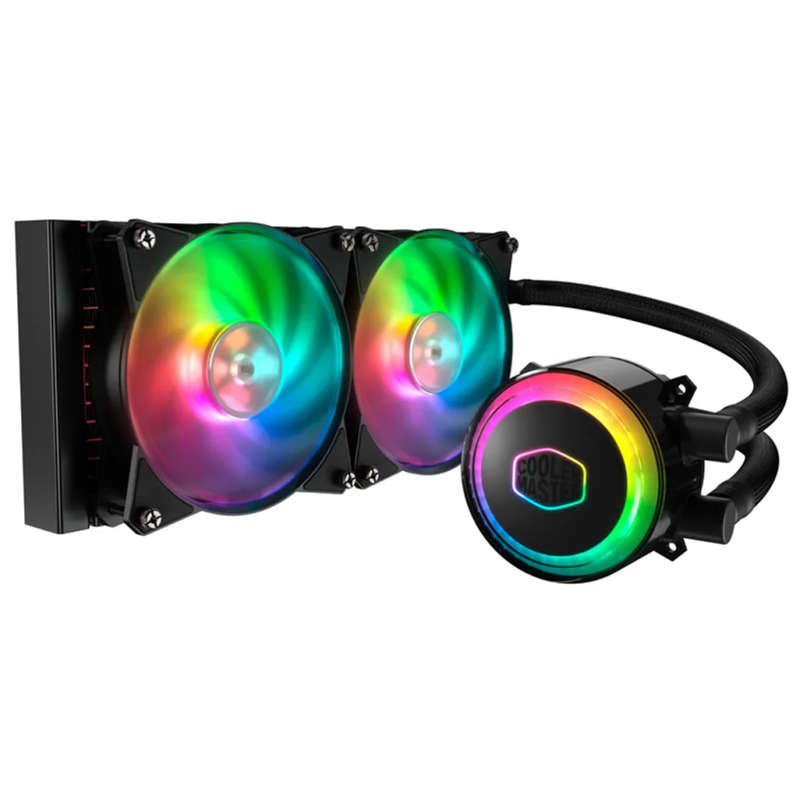 CM Cooler ML240R ARGB Liquid Cooler; 240mm Radiator; 2 x 120mm MasterFan ARGB Fan; ARGB Pump Head.
