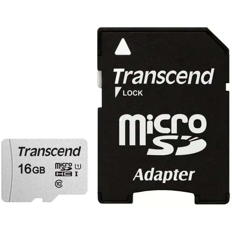 Transcend 300s 16GB Micro SD UHS-I U1 Class 10 Read 95 MB/s Write 45MB/s with SD Adaptor