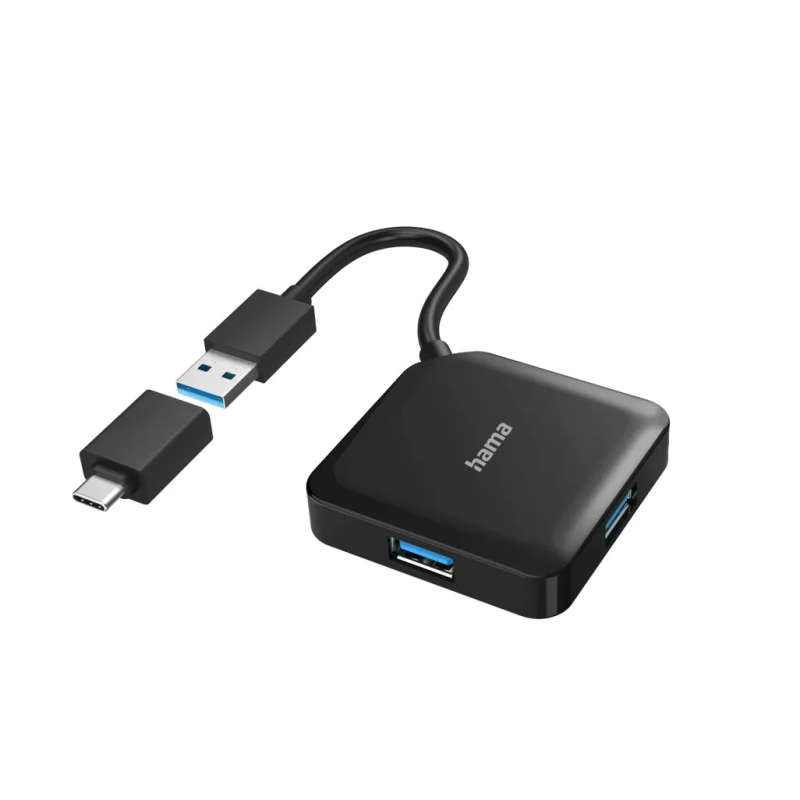 Hama USB Hub 4 Port USB3.2 GEN 1 Incl USB-C Adapter