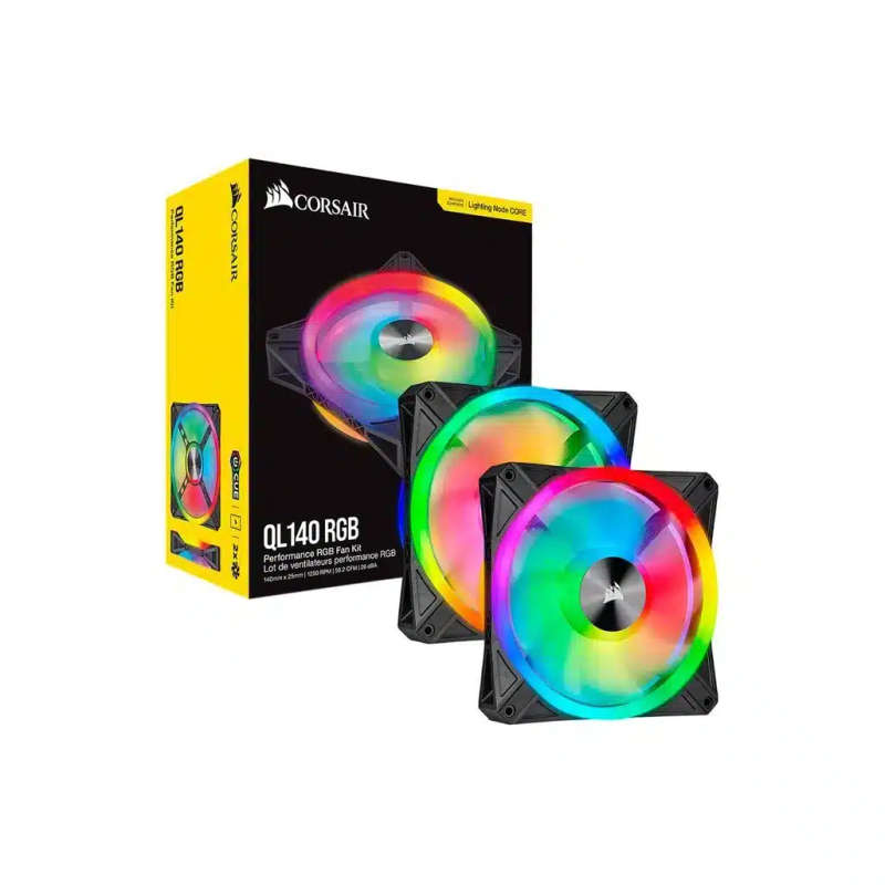 Corsair iCUE QL140 RGB 140mm PWM Dual Fan Kit with Lighting Node CORE