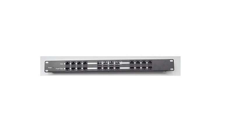 Acconet Rackmount 12 port passive PoE injector, Shielded, 1U, Black, 2.1mm Jack