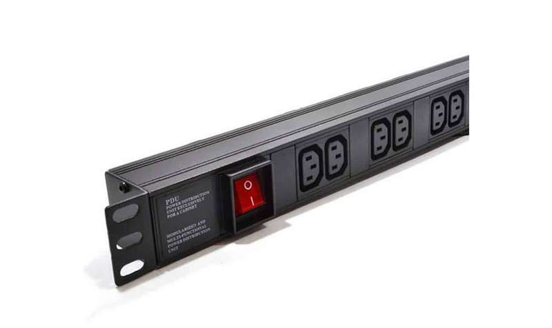 Acconet Power Distribution Unit, 1U, 6 way Female Kettle Cord, Black, With Switch, 2 Meter Cable SA