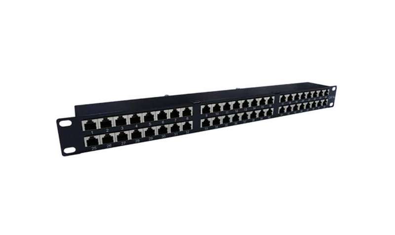 Acconet 48 Port RJ45 Patch Panel, 2U , Black
