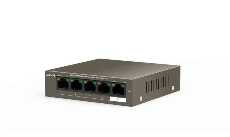 Tenda 5-Port Fast Ethernet Desktop Switch 4-Port PoE | TEF1105P-4-63W