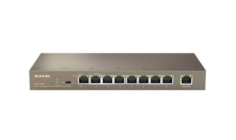 Tenda 9-Port Fast Ethernet Switch with 8-Port PoE | TEF1109P-8-63W