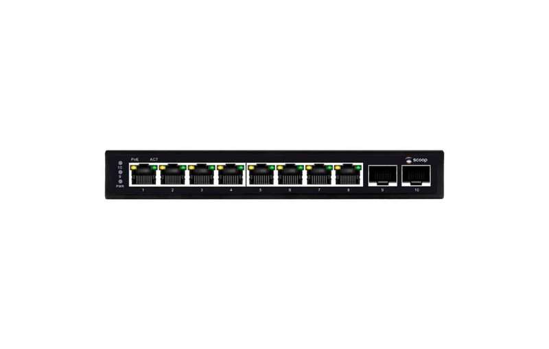 Scoop 8 Port Gigabit AI PoE 96W 2SFP Switch