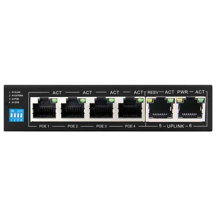 Scoop 6 Port Fast Ethernet 4 AI PoE 60W Switch