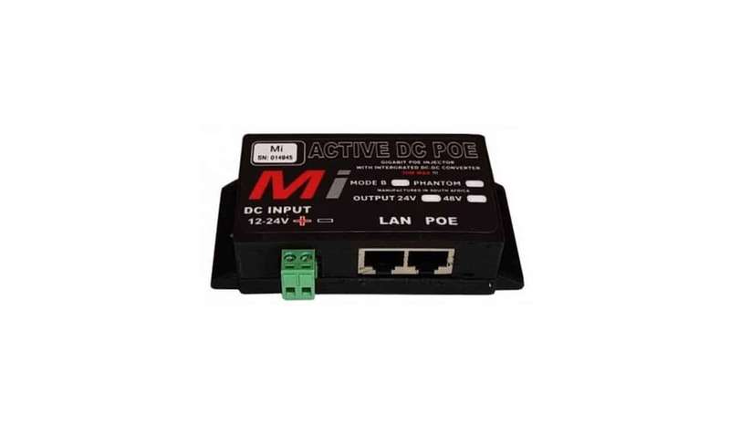 Micro Instruments Gb DC PoE Injector, 12V in 24V out, 30W Max