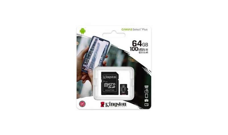 Kingston 64GB micSDXC Canvas Select Plus 100R A1 C10 Card + ADP