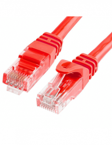 Acconet CAT6 UTP Flylead, 5 Meter, Straight, Stranded Cable, Moulded Boots and Plugs, RED