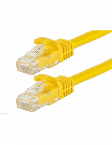 Acconet CAT6 UTP Flylead, 5 Meter, Straight, Stranded Cable, Moulded Boots and Plugs, Yellow