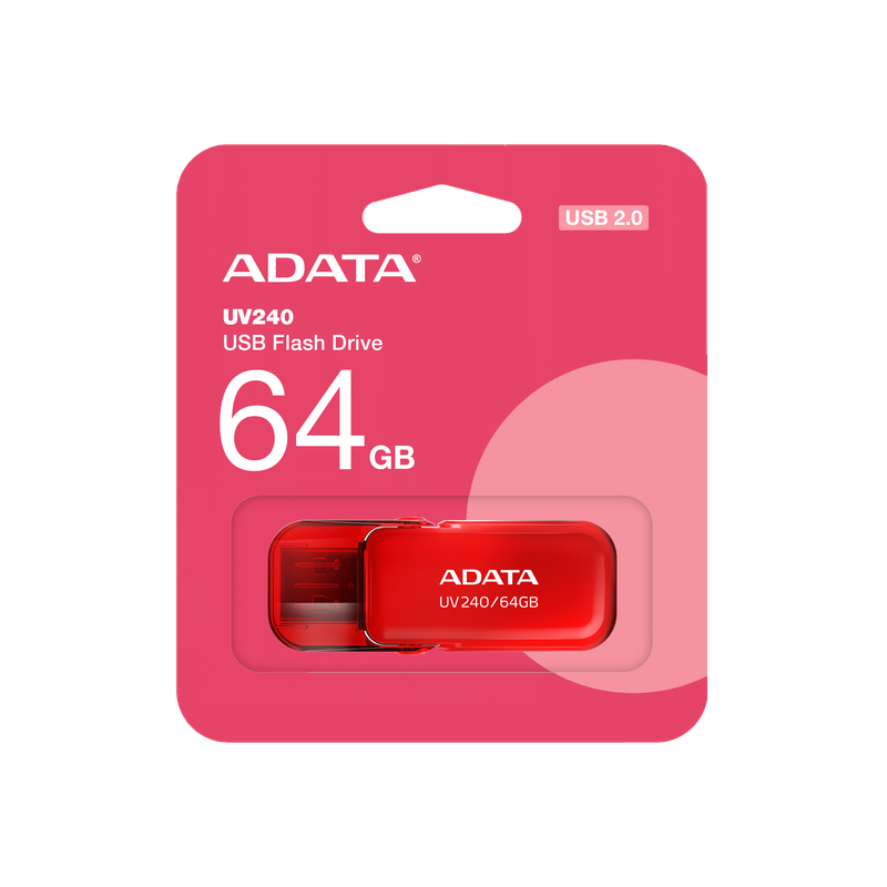 Adata UV240 Red 64GB USB 2.0 Flash Drive