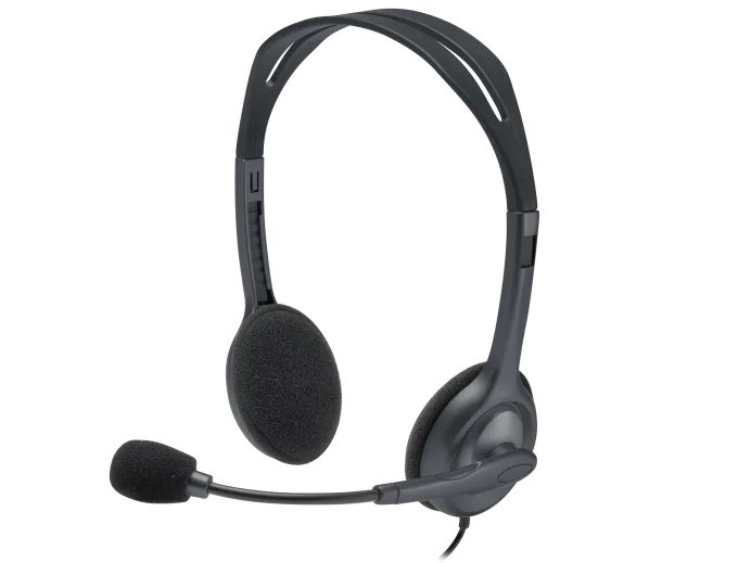 Logitech Stereo Headset H111 Wired Headset, Headphones with Noise-Cancelling Microphone -Grey