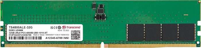 Transcend Jet Memory 32GB DDR5-5600 Unbuffered Desktop Long-DIMM 2RX8 CL46  (2Gx8)x16