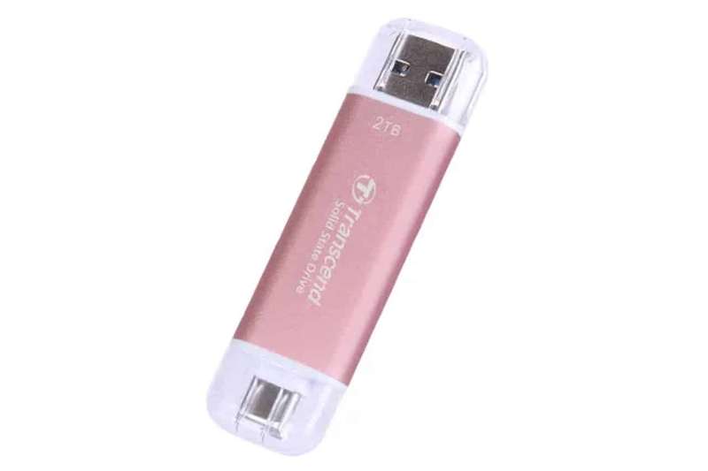 Transcend 2TB ESD310 Portable USB-C/A SSD (Rosy Pink)