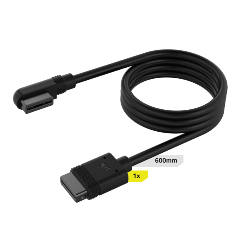Corsair iCUE Link Cable; 1x 600mm with Straight/Slim 90° Connectors; Black