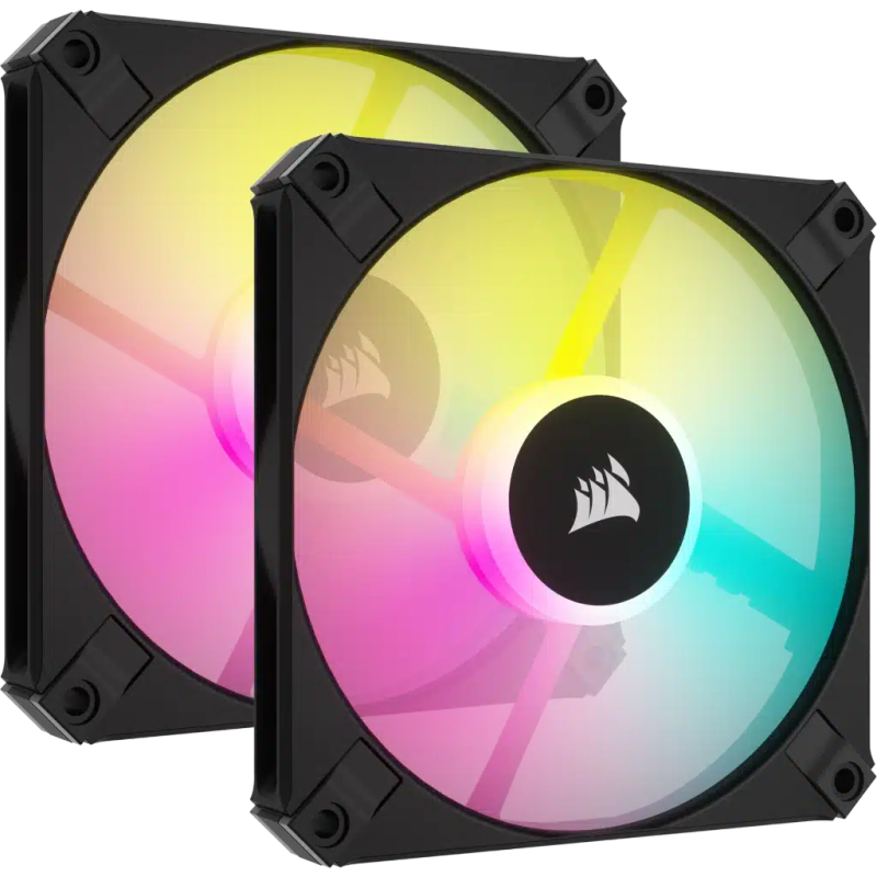 Corsair iCUE AF120 RGB SLIM 120mm PWM Fluid Dynamic Bearing Fan  Black Twin Pack