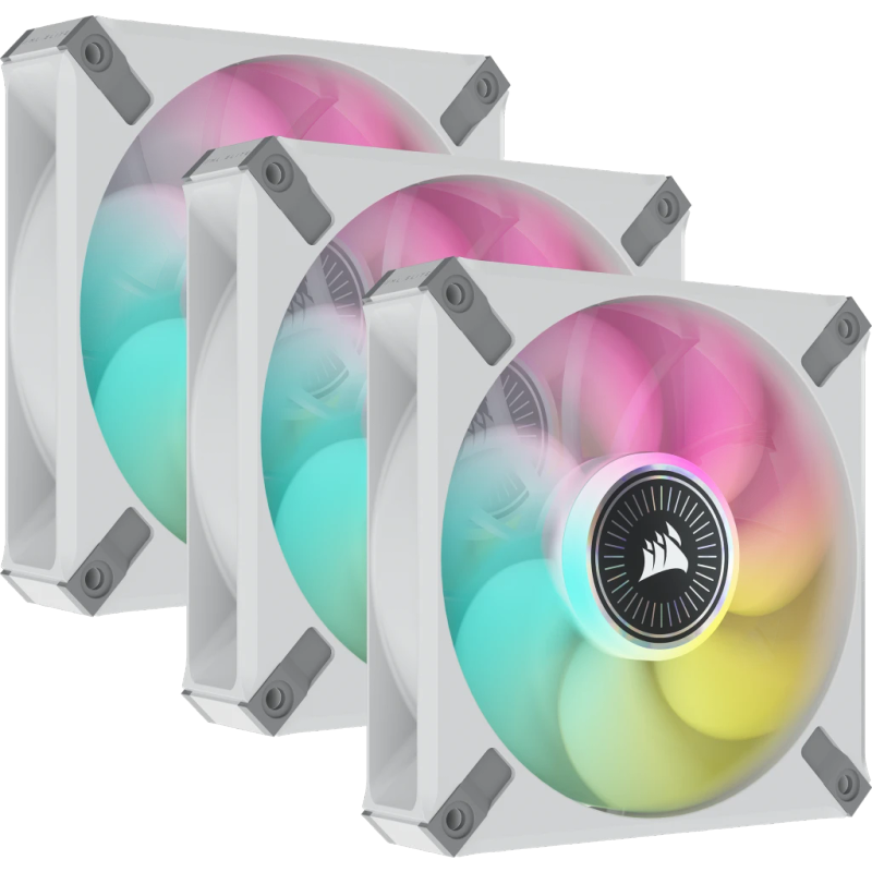 Corsair iCUE ML120 RGB ELITE Premium 120mm PWM Magnetic Levitation Fan  White Triple Fan Kit w...