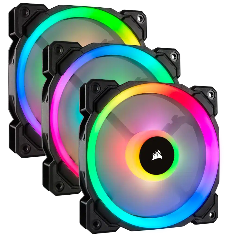 Corsair LL120 RGB 120mm Dual Light Loop RGB LED PWM Fan  3 Fan Pack with Lighting Node PRO
