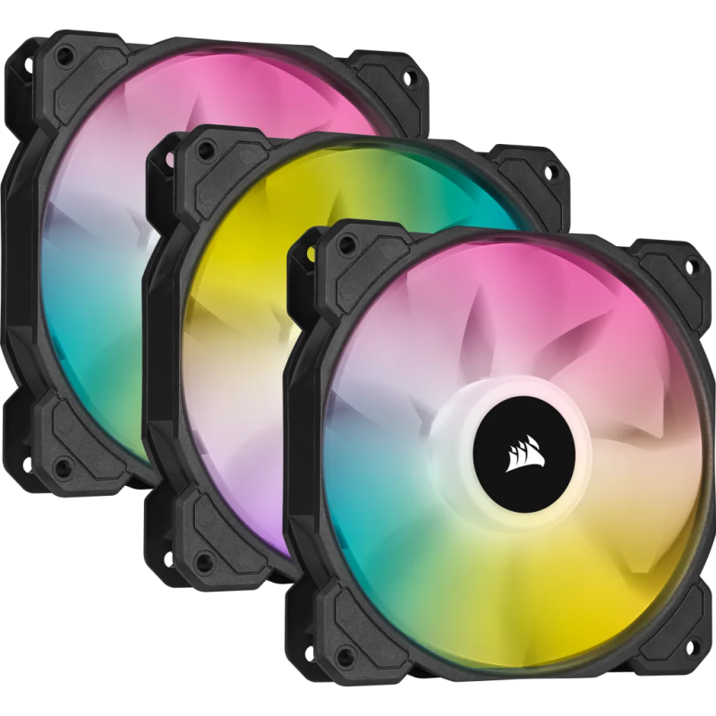 Corsair iCUE SP120 RGB ELITE Performance 120mm PWM Fan  Triple Pack with Lighting Node Core