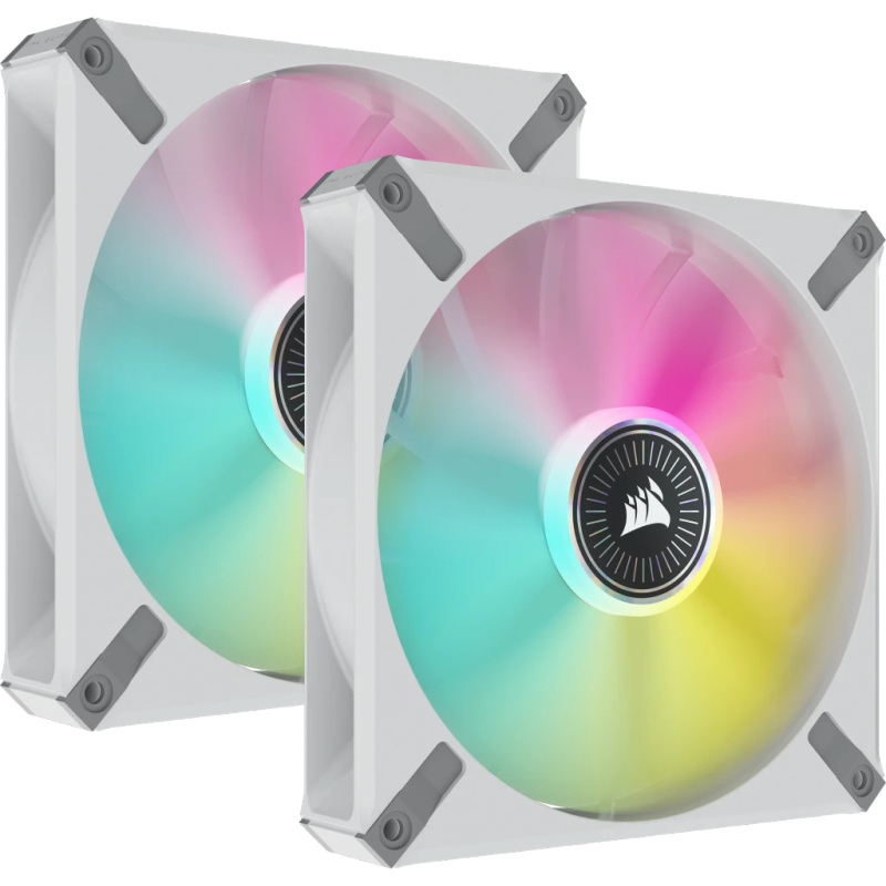 Corsair iCUE ML140 RGB Elite Premium 140mm PWM Magnetic Levitation Fan  White Dual Fan Kit wit...