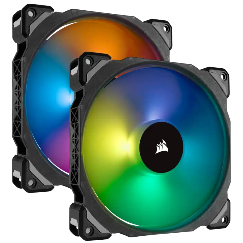 Corsair ML140 Pro RGB LED 140MM PWM Premium Magnetic Levitation Fan  Twin Fan Pack with Lighti...