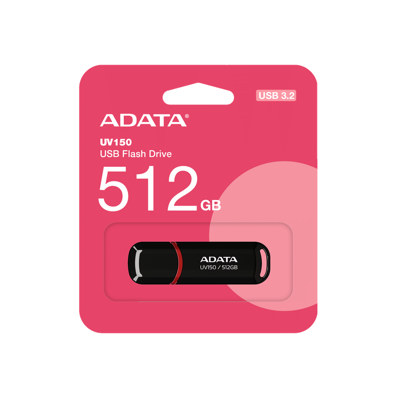 Adata 512GB UV150 USB3.2 Gen1 Flash Drive - Black