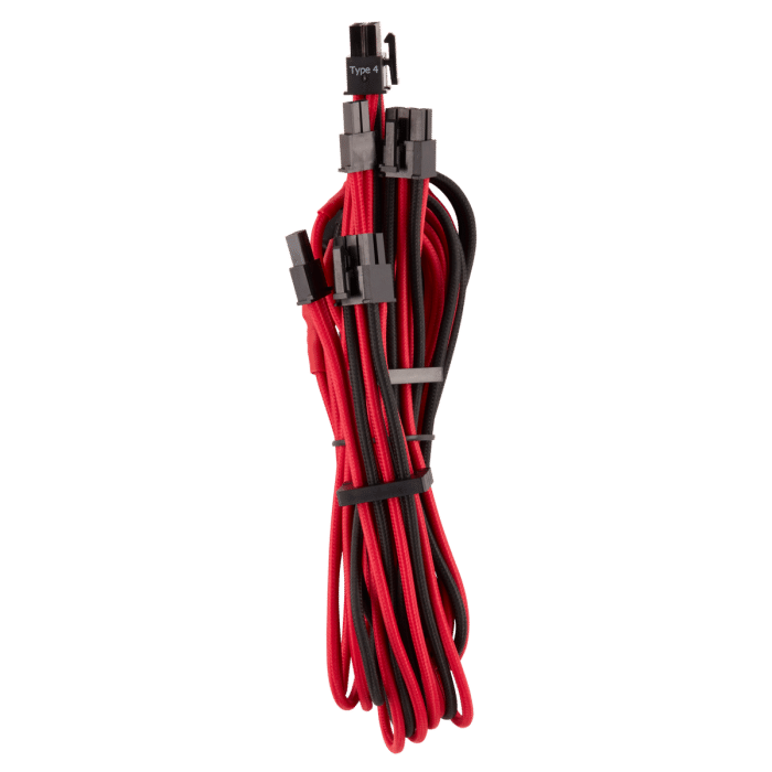 Corsair - Premium Individually Sleeved PCIe Cables (Dual Connector) Type 4 Gen 4 - Red/Black