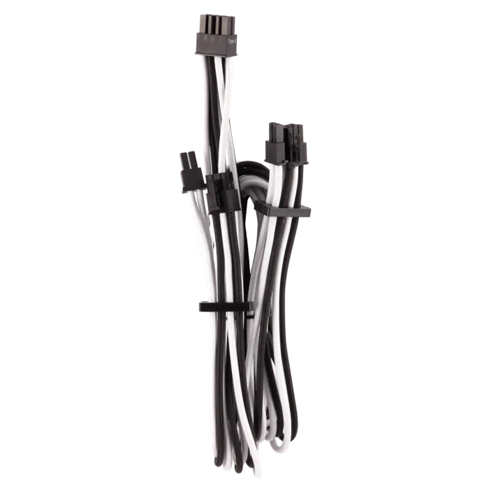 Corsair - Premium Individually Sleeved PCIe Cables (Dual Connector) Type 4 Gen 4 - White/Black