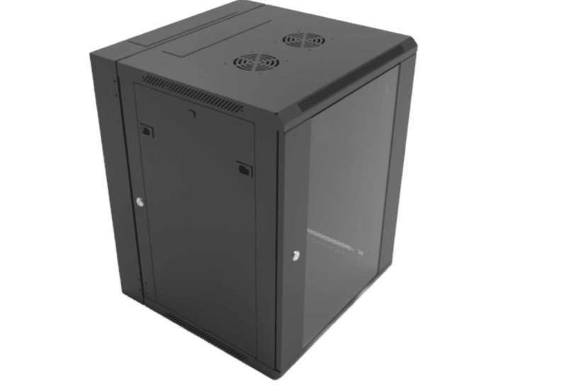 Zone Lite 15U Wallbox 400 Deep + 200 Swing Frame + Single Fan Black