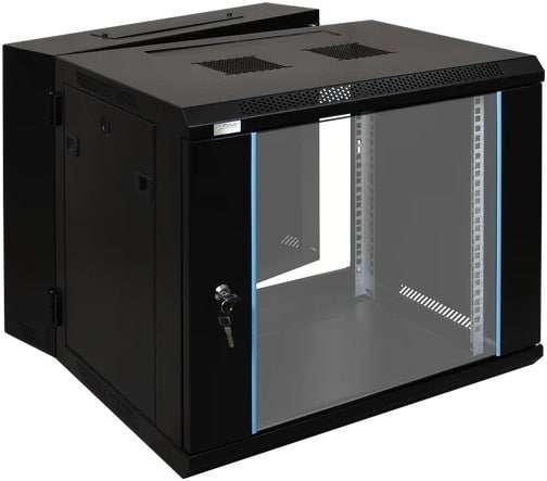 Zone Lite 9U Wallbox 400 Deep + 200 Swing Frame + Single Fan Black