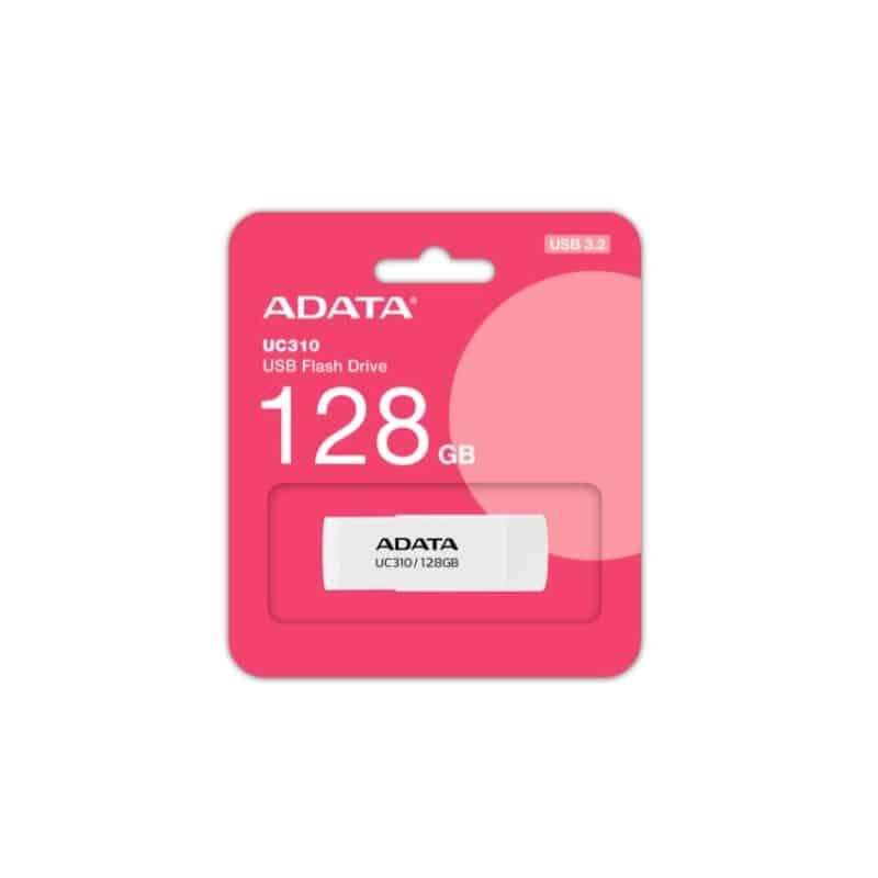 Adata 128GB UC310 USB Flash Drive Fast Transfer With Capless Swivel - White