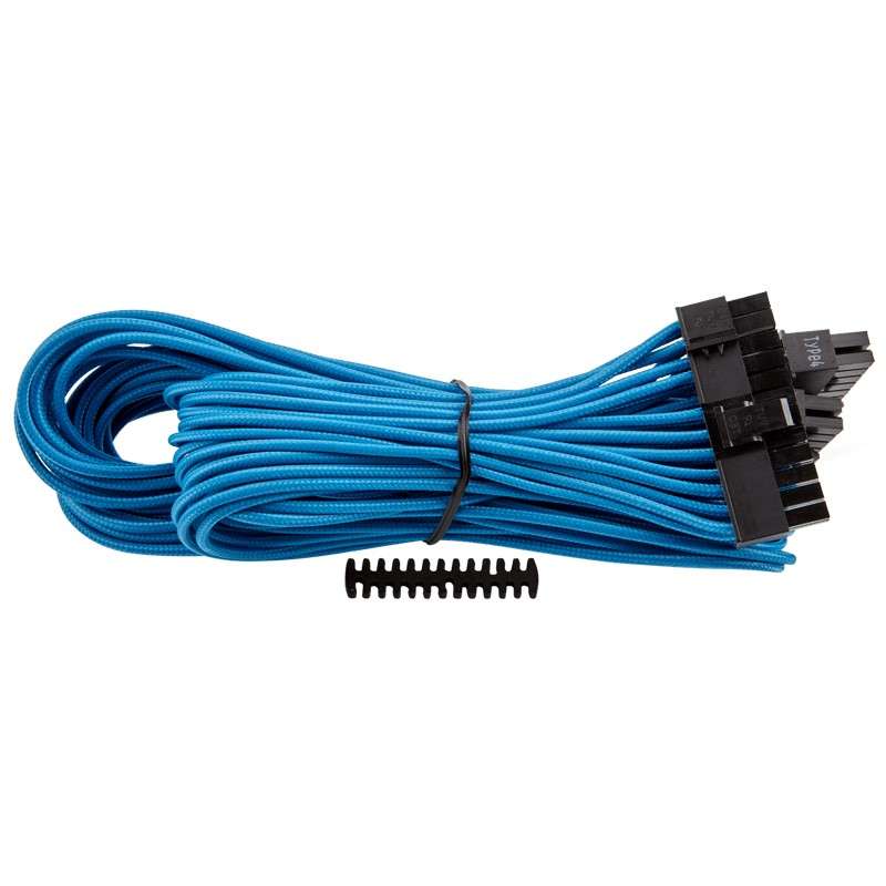 Corsair - Individually Sleeved Type 4 PSU Cables ATX 24 Pin - Blue