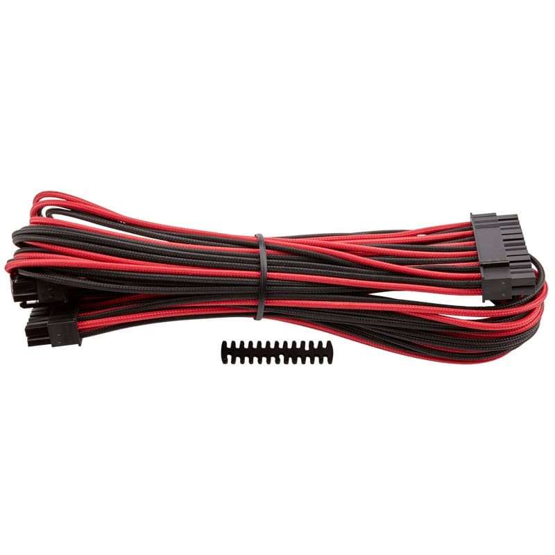 Corsair - Individually Sleeved Type 4 PSU Cables ATX 24 Pin - Red/Black