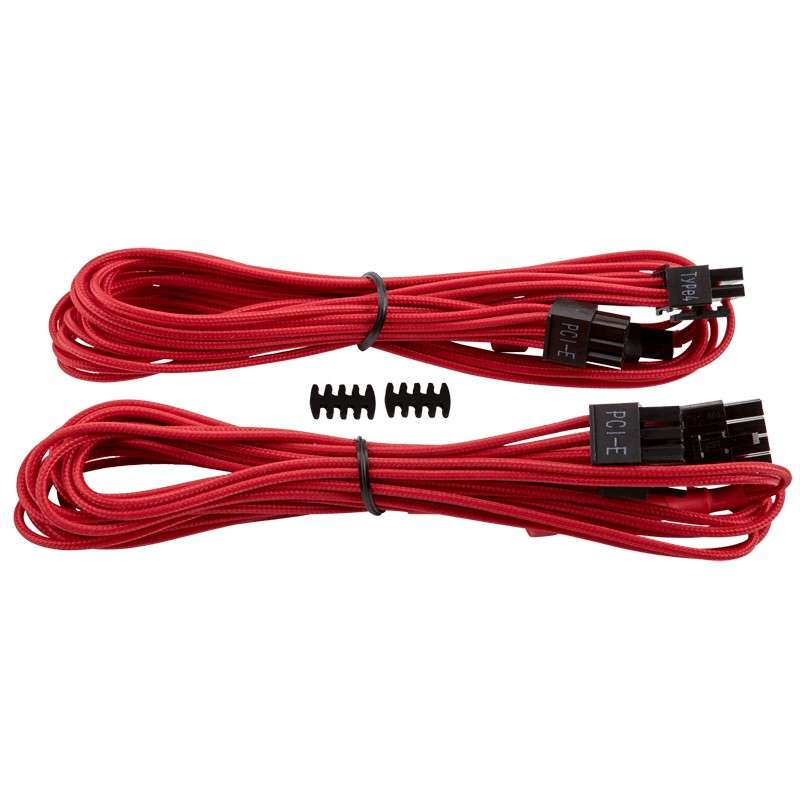 Corsair - Individually Sleeved Type 4 PSU Cables PCIe With Single Connector - Red